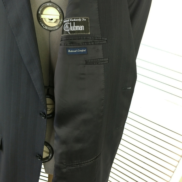 LAST CHANCE Canali Italian pinstripe navy wool blazer men 44 R - Picture 6 of 8